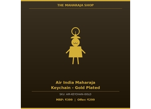Air India Maharaja Keychain - Gold Plated