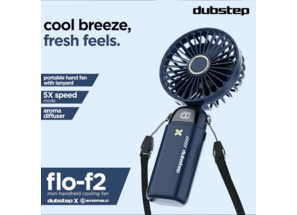 Dubstep Mini Handheld Cooling Fan Flo F2 with LED Digital Display - Blue