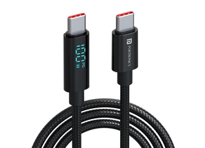 Portronics Konnect View 100W PD Type C to Type C Cable with LED Wattage Display - Black
