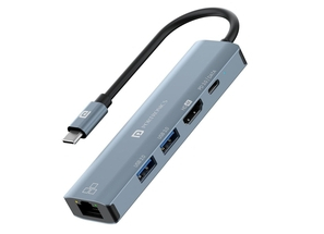 Portronics Mport 51 (5-in-1) Type-C Hub with 5 Ports - Grey