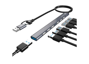 Portronics Mport 7 (7-in-1) USB to Type-C Hub with 7 Ports - Grey