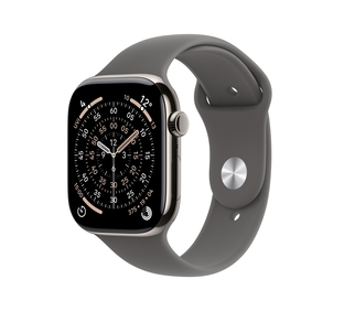 Apple Watch Series 11 GPS + Cellular 46mm Natural Titanium Case with Stone Grey Sport Band - M/L