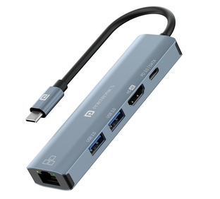 Portronics Mport 51 (5-in-1) Type-C Hub with 5 Ports - Grey